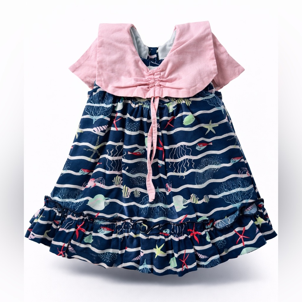 Baby Girl Ocean Print Dress & Bloomers Set 3-6 Months Nautical Fish Print